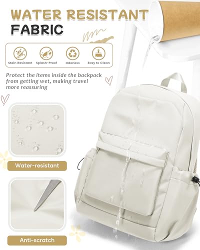 SEAFEW Small Backpack for School Girls Kids Women, Waterproof Bookbag Cute High School Backpack for Men Teen Boys, Lightweight College Back Pack Mochilas Escolares para Casual Daypack Rucksack White - color: White