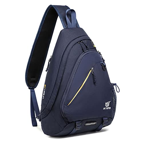 SKYSPER Sling Laptop Bag (Up to 13 Inch) - 18L Crossbody Sling Backpack Travel Shoulder Bag Hiking Daypack for Men Women(Navyblue) - color: Blue