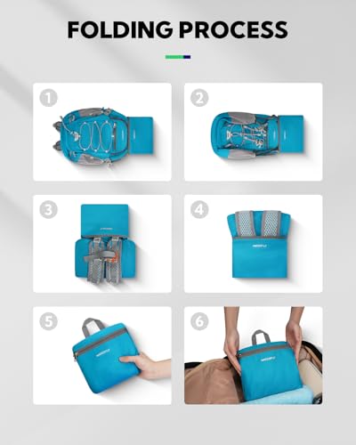 WATERFLY Small Lightweight Packable Backpack: 15L Mini Ultra Light Foldable Travel Daypack with Breathable Shoulder Strap Outdoor Hiking Camping Day Pack for Women Men Blue - color: Blue