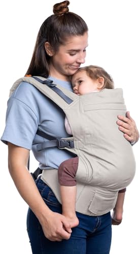 Beco Toddler Carrier with Extra Wide Seat, 100% Cotton - Front-Carry & Backpack Style - Lightweight & Ergonomic Sling Carrier for Children (24-48 Months) - Ecru - color: Ecru