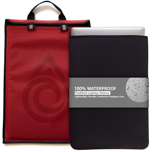 AquaQuest Storm 100% Waterproof Laptop Sleeve – Lightweight Ripstop Nylon Case, Welded Seams and Removable 5 mm Neoprene Liner – 11 in – Red – Fits up to 12 × 9.75 in - color: Red, size: 11 inch