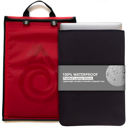AquaQuest Storm 100% Waterproof Laptop Sleeve – Lightweight Ripstop Nylon Case, Welded Seams and Removable 5 mm Neoprene Liner – 17 in – Red – Fits up to 16.25 × 11.75 in - color: Red, size: 17 inch