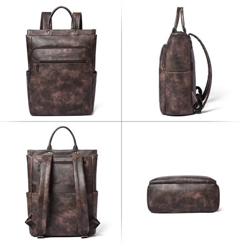 Leather Laptop Backpack for Women, Travel Backpack Purse Fits 15.6 Inch Laptop, Casual Daypack with Laptop Compartment for Men Teachers College Work Business Nurse Weekender, Black - color: 3-1 Coffee