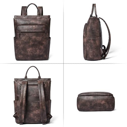 Leather Laptop Backpack for Women, Travel Backpack Purse Fits 15.6 Inch Laptop, Casual Daypack with Laptop Compartment for Men Teachers College Work Business Nurse Weekender, Black - color: 3-1 Coffee