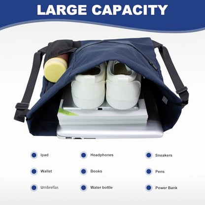 HOLYLUCK Men & Women Outdoor Sport Gym Sack Waterproof Drawstring Backpack Bag (Standard with width webbing, Navy Blue-1) - color: Navy Blue-1, style: Standard With Width Webbing
