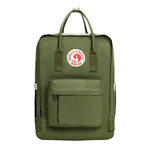 KALIDI Casual Laptop Backpack 15 Inches Classic Camping Rucksack Travel Outdoor Square Daypack College Hiking Gym Bag, Army Green - color: Army Green