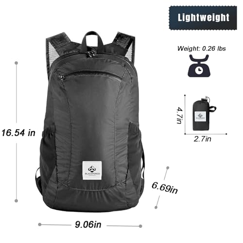 Small Backpack 18L Lightweight Packable Backpack for Travel, Airplane Travel Hiking Daypack(Black) - color: Black
