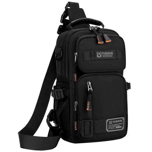 O-TBOST Crossbody Sling Backpack Sling Bag for Men Travel Hiking Chest Bag Daypack (Black) - color: Black