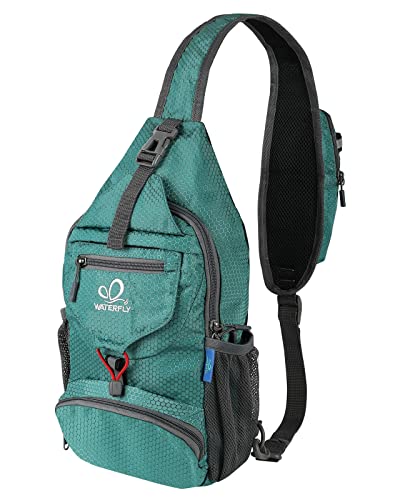 WATERFLY Packable Small Crossbody Sling Backpack Shoulder Chest Bag Daypack for Hiking Traveling - color: Green