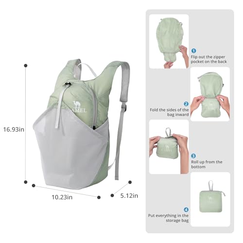 CAMEL CROWN Foldable Hiking Backpack Lightweight Travel Backpack Waterproof Small packable backpack Men's and Women's Green-15L - color: Green-15l