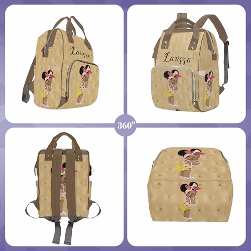 Custom Name Diaper Bag Backpack for Mom Personalized Black Afro Women Nappy Bag Casual Travel Daypack Customized Newborn Gift Yellow - color: 230112-10