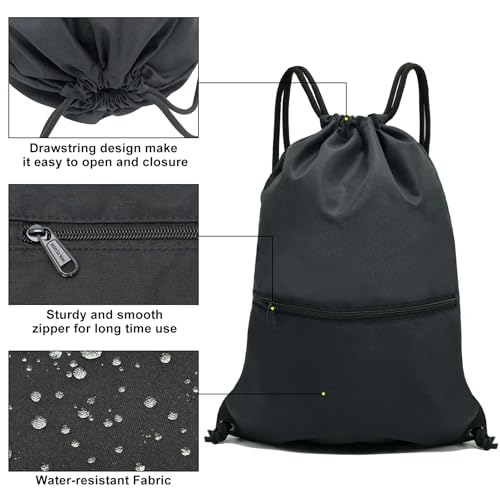 HOLYLUCK Drawstring Backpack Bag Sport Gym Sackpack - color: Ablack