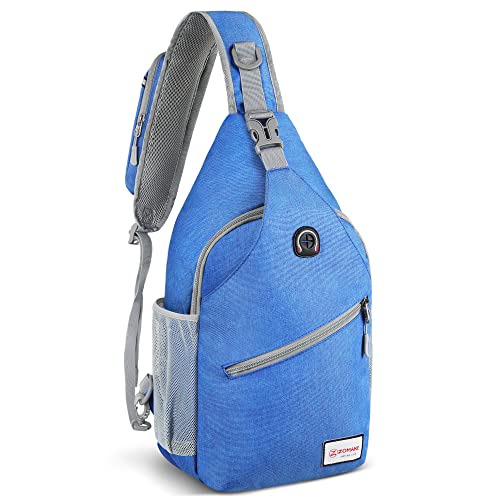 ZOMAKE Sling Bag,Small Crossbody Sling Backpack,Water Resistant Shoulder Daypack for Travel,Anti Thief Chest Bag for Hiking(Blue) - color: Blue