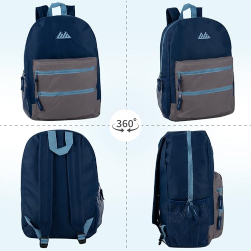 Summit Ridge Colorful Big Backpack for School Kids, Multi Pocket Backpack for Elementary, Middle School Girls, Boys with Padded Straps (Ocean/Blue) - color: Ocean/Blue