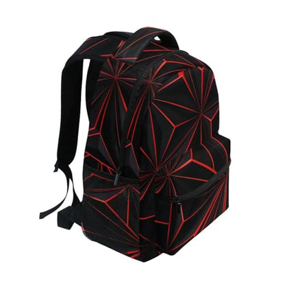 ALAZA 3D Geometric Black Polygon Red Futuristic Large Backpack Personalized Laptop iPad Tablet Travel School Bag with Multiple Pockets - color: Geomertry