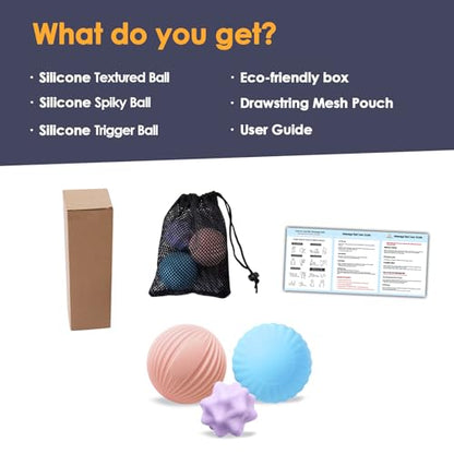 Silicone Massage Ball Set for Myofascial Release, Trigger Point & Deep Tissue Therapy - Lacrosse Massage Balls for Muscle Knots, Plantar Fasciitis and Muscle Soreness Relief (3 Pack) - style: Silicone Massage Ball Set for yoga