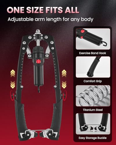 SAKER Twister Arm Trainer, Adjustable Hydraulic Home Gym Equipment for Strength Training, 22-440Lbs Chest Expander with Ab Roller Wheel, Workout Equipment for Men & Women, Arms Chest Core - style: BLACK