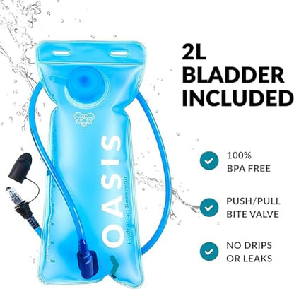 Water Buffalo Hydration Backpack - Lightweight Hydration Pack with 2L Water Bladder - Water Backpack for Hiking, Running, Biking, and Raves - Road Runner 12L Hydropack Backpack - color: Navy Blue