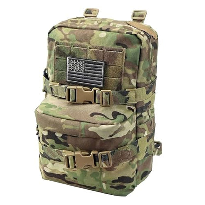Tactical Mini Molle Hydration Pack,Molle Hydration Carrier with US Flag Water Resistant,Hydropack for Tactical Vest Backpack - style: Cp
