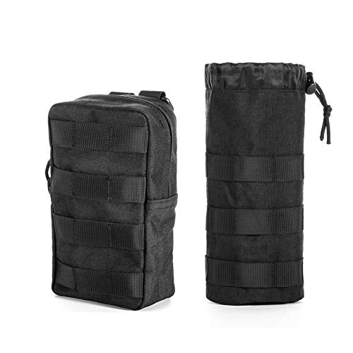 Upgraded Sports Water Bottles Pouch Bag, Tactical Drawstring Molle Water Bottle Holder Tactical Pouches, Travel Mesh Water Bottle Bag Tactical Hydration Carrier - color: 2 Molle Pouch