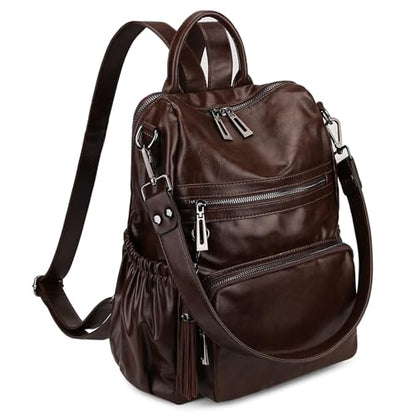 Uromee Backpack Purse for Women Vegan Leather Ladies Fashion Travel Tassel Shoulder Bag Convertible Coffee bag - color: 0243 Coffee 2
