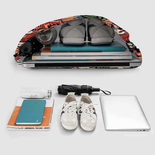 JOOCAR Tropical Leaf Drawstring Bag Summer Backpack Draw String Bags Waterproof Lightweight Sports Gym Beach Sackpack Zipper Pocket for Men Women - color: B4