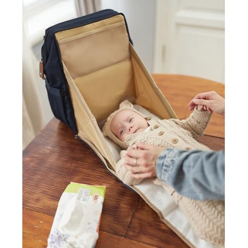 Diaper Bag Backpack, Multifunction Diaper Bag with Changing Station, Stylish Baby Bags, Large Unisex Diaper Backpack for Mom and Dad, Baby Registry Search, Portable Changing Pad – Navy Blue - color: Navy Blue