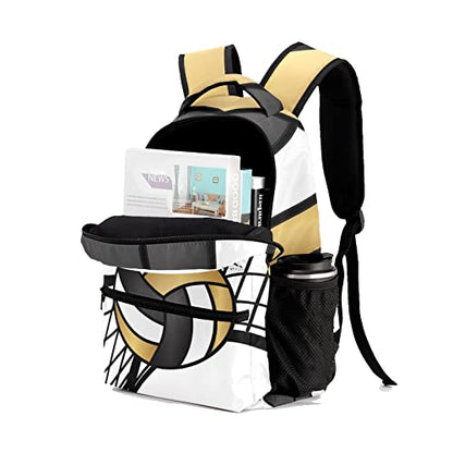 Personalized Volleyball Black Gold Custom Backpack Waterproof Multifunctional Daypack with Name Gift - color: Design 1