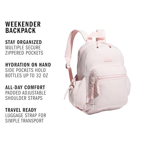 adidas Weekender Backpack – Small Lightweight Everyday Bag, 19L, Sandy Pink/1, OSFA - color: Sandy Pink/1