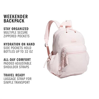 adidas Weekender Backpack – Small Lightweight Everyday Bag, 19L, Sandy Pink/1, OSFA - color: Sandy Pink/1