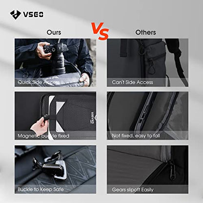 VSGO 20L Professional Camera Backpack for DSLR/SLR, Compatible with Sony Canon Nikon Cameras, DJI RSC2 Gimbals, Tripod, 15.6" Laptop, Lenses & Accessories – Waterproof TPU Canvas, Travel & Outdoor Use - size: 20L