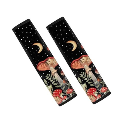 Dreaweet Mushroom Seatbelt Covers for Women Cute Car Accessories Seat Belt Cover Pad Black Seatbelt Cushion Shoulder Strap Pad for Bag Backpack - color: Mushroom Black