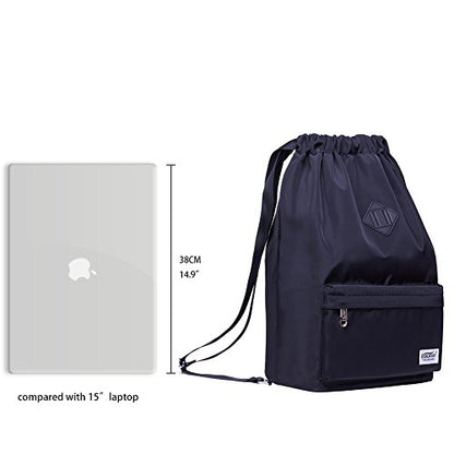 KAUKKO Drawstring Sports Backpack Gym Yoga Bag Shoulder Rucksack for Men and Women(K1031-2-BLACK) - color: Nylon Black