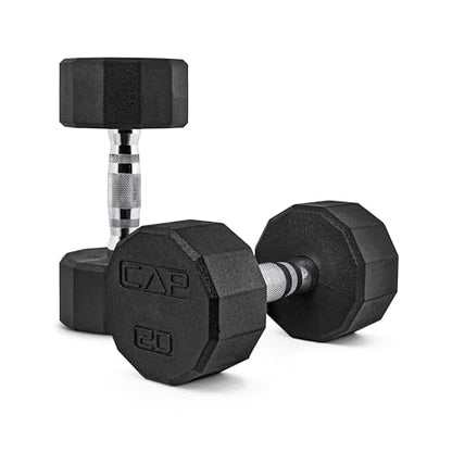 CAP Barbell Coated Dumbbell Weight | Multiple Options Pairs & Sets - size: 20 lb - Pair, style: 12-Sided - Chrome Handle