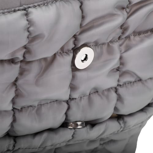 Quilted Backpack, Lightweight Casual Soft Daypack Large Capacity Quilted Backpack Purse, Ergonomic Versatile Polyester Puffy, for Travel Gym Hiker College (Grey)