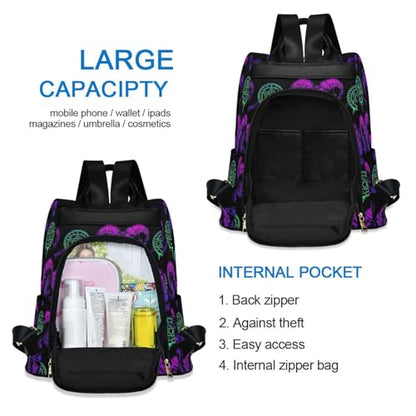 MNSRUU Women Backpack Purse Mystical Ram Skull Backpack for Women Anti-theft Shoulder Bag Carry On Backpack Lightweight Rucksack Fashion Travel Ladies Bags - color: Goth 18