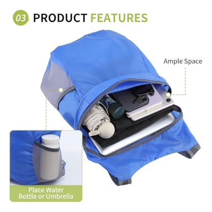 20L Ultra Hiking-Daypack Lightweight Foldable Travel Packable Backpack for Camping Cycling Outdoor,Sapphire - color: Sapphire