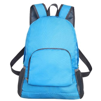 1 Pack Foldable Lightweight Blue Backpack, Unisex Water Resistant Daypack, Durable Large Capacity Rucksack for Hiking Camping Travel Outdoor Use - color: Blue
