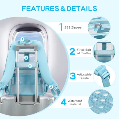 Cusangel Clear Backpack for School,16in Heavy Duty Clear BookBag,TPU Large Capacity Black See Through backpack for Stadiums,Concerts,Plastic transparente para mujer for 8Age+ - color: Aqua Clear 16in
