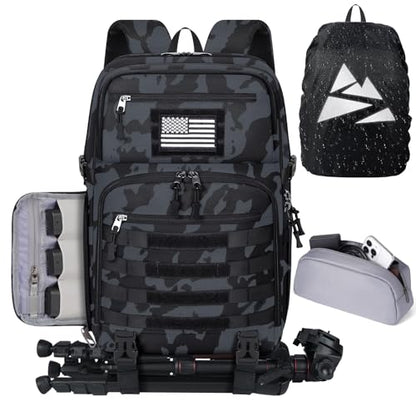 SDYSM Camera Backpack Bag Professional for DSLR/SLR Mirrorless Camera Waterproof 15.6 inch Tactical Camera Bags for Photographers with Rain Cover, Tripod Holder, Small Bag Photography Backpack Case - color: Camouflage Blue