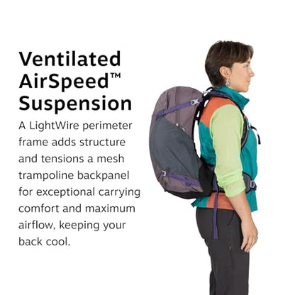 Osprey Hikelite 28L Durable Hiking Backpack - Travel Daypack with Rain Cover for Men and Women, Graphite Purple - color: Graphite Purple, style: 28l