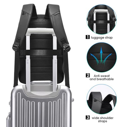 BANGE Business Laptop Backpack Fit for 15.6 INCH,Travel Backpack with USB Charging Port,Men Travel Backpack with Water Bottle Holder for Men and Women… - color: Grey