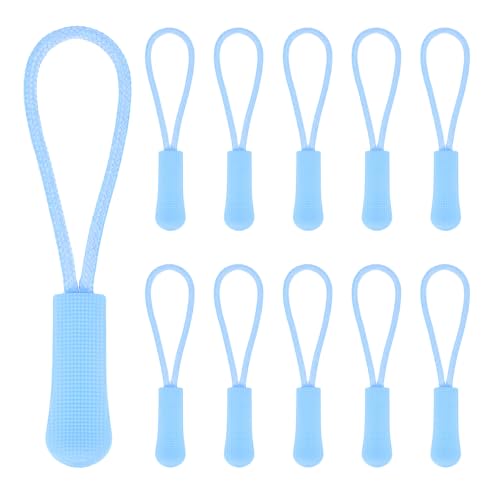 PATIKIL 2.6 Inch Zipper Pulls Replacement, 50 Pcs Nylon Cord Extension Zipper Pull Tab Tags for Handbag Backpacks Jackets Luggage Purses, Blue - color: Blue