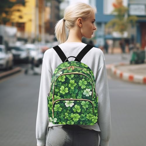 St. Patrick's Day Green Leaf Aesthetic Backpack Purse for Women Shoulder Bag Fashion Daypack Ladies Handbag Lightweight Travel Bag Rucksack - color: Green Leaf-1, size: Medium
