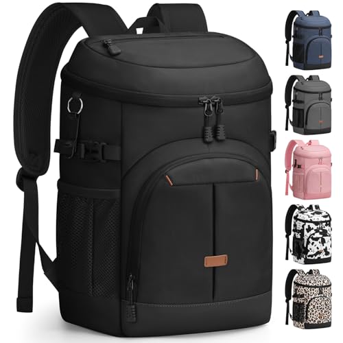 Pritent Cooler Backpack for Men Women Insulated Waterproof Backpack Cooler Leak Proof Cooler Bag Lightweight Lunch Backpack for Camping Beach Travel Picnic - color: Black, size: 45 Cans