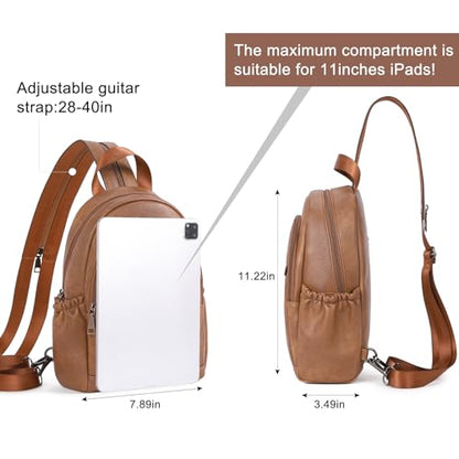 CLUCI Sling Bag for Women Leather Women's Backpack Small Convertible Backpack Purse Crossbody Bag for Travel - color: 0-3 Brown