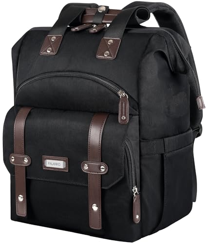 FALANKO Laptop Backpack For Women, Work Doctor Teacher Nurse Wide Open College 15.6 Inch Laptops Backpack Purse with RFID, Travel Water Resistant RFID Computer Bag for Men Women Black - color: Black, size: 15.6 Inch