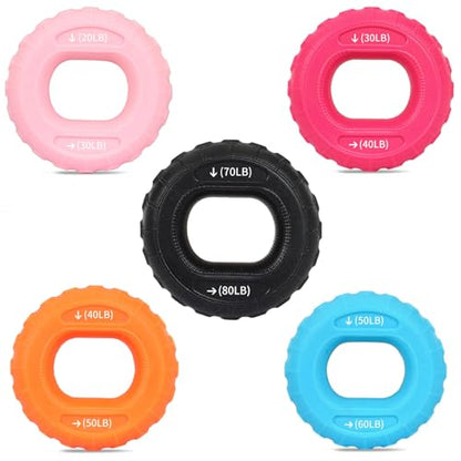 5pcs silicone grip ring, grip device, fitness rubber ring, hand strength and palm flexibility workout equipment set