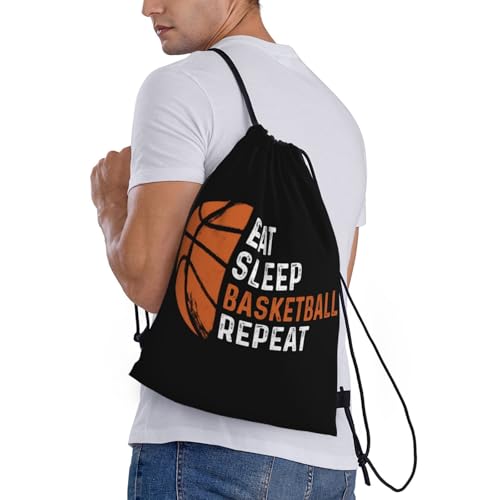 Gianlaima Eat Sleep Basketball Repeat Drawstring Bags Backpack Sport Gym Sack For Men Women - color: Black10