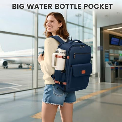 MATEIN Personal Item Travel Backpack, Lightweight Frontier Personal Item Bag with Shoe Compartment 15.6 inch Water Resistant Travel Laptop Backpack Airline Approved Underseat Backpacks for Women, Blue - color: Blue